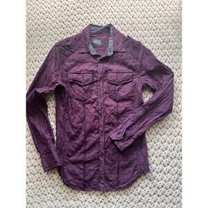 Buckle Black Men's Purple and Black Textured Cotton Button Down Size Small